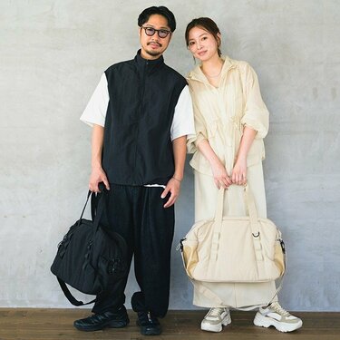 【新品】しまむら MARI.EmmY 撥水 ボストンバッグ ベージュ　白 旅行用にうれしい大容量！しまむら新作〈トラベルボストン〉4070円