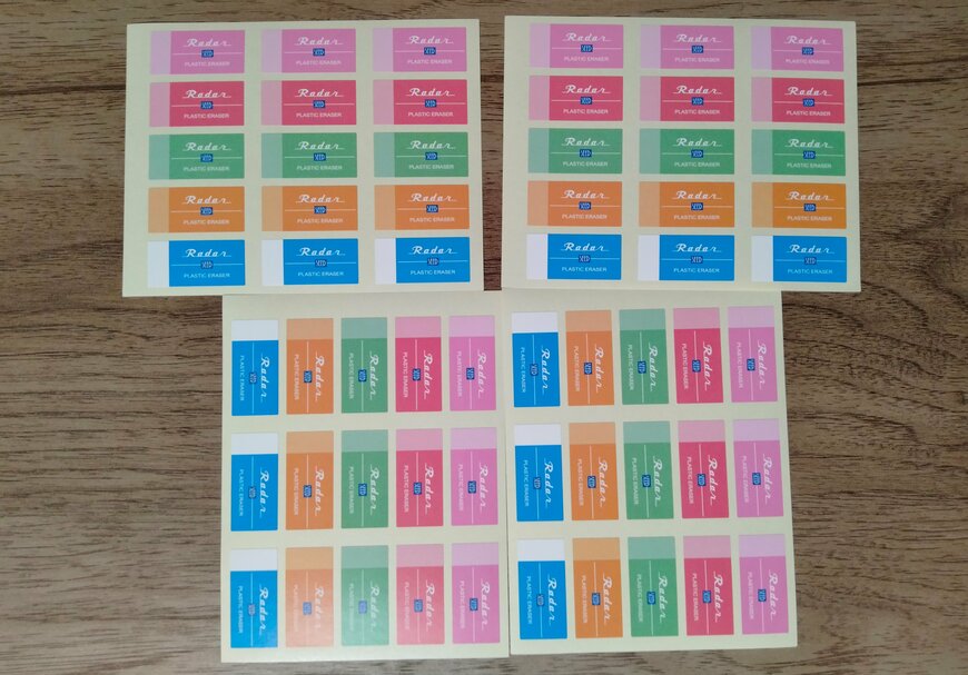 筆者撮影（ダイソー、ステッカー（レーダー消しゴム柄））