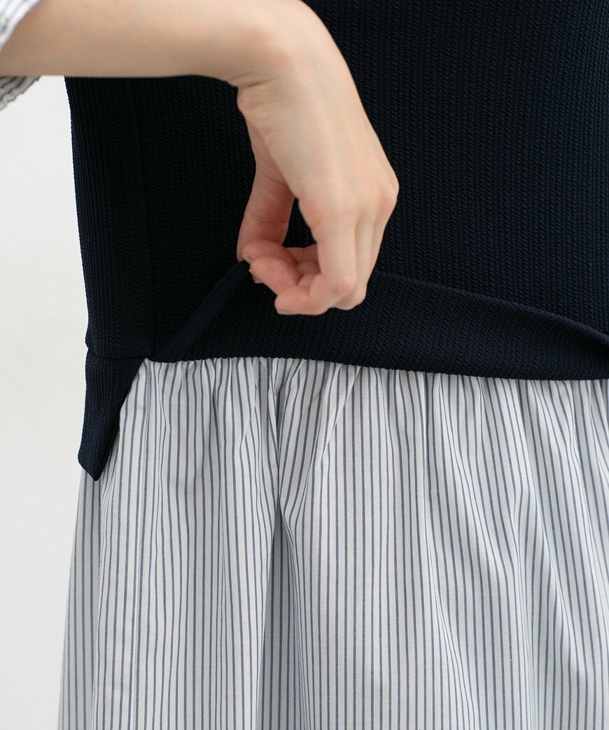 ハニーズ公式 8分袖レイヤード風ワンピ