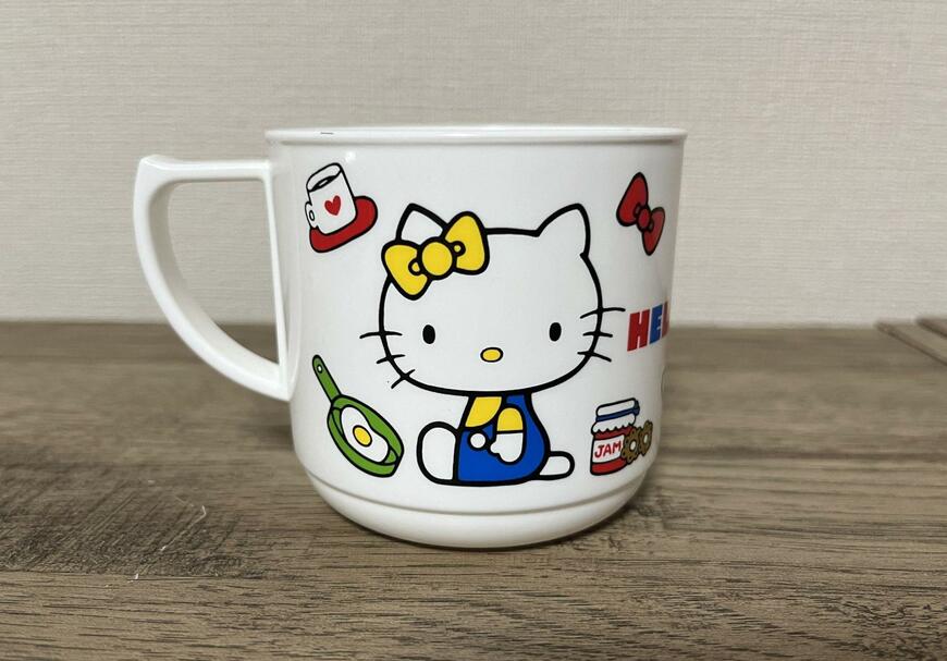 ダイソー、手付きコップ K/Tブルー画像