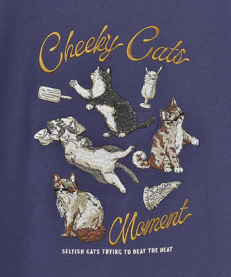 ブルーブルーエ公式 ネコ刺繍Tシャツ 画像
