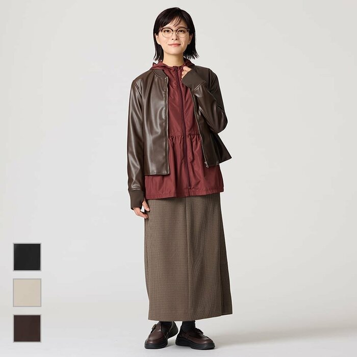 どんなボトムスとも相性抜群の「レディースフェイクレザーウォームジャケット」