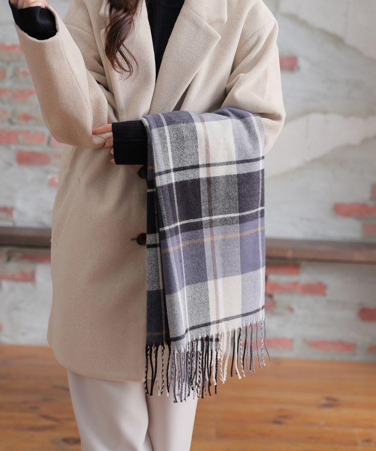 出所：ハニーズ公式通販 大チェック柄マフラー