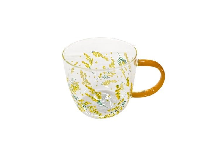 出所：ダイソー公式　耐熱ガラスマグカップ（４２０ｍＬ、ミモザ）