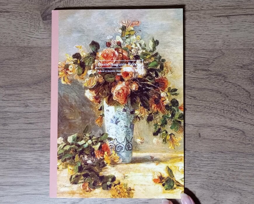 筆者撮影（ダイソー、A5方眼ノート バラとジャスミン 56P）