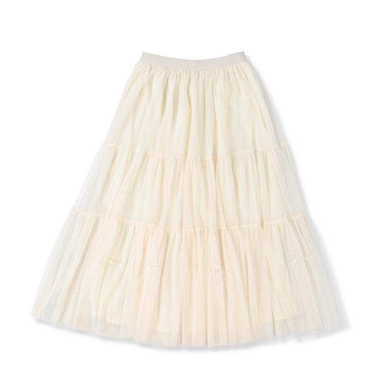 しまむら公式オンラインストア レディース　裾リボンチュールティアードスカート（よしみ＆ぽんず。）画像