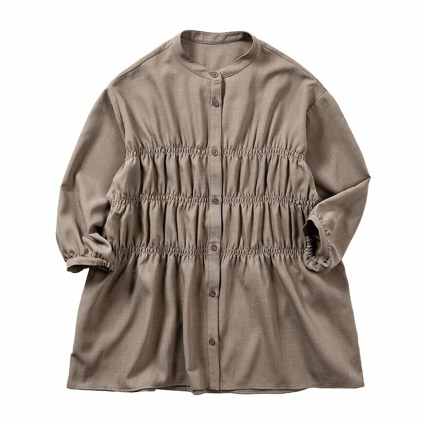 出所：ワークマン公式　レディースリネンライクソロナ(R)シャーリングブラウス