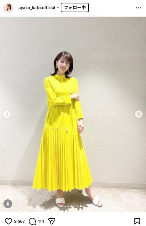 出所：加藤綾子のInstagram（＠ayako_kato.official） 参照日：2026年5月26日