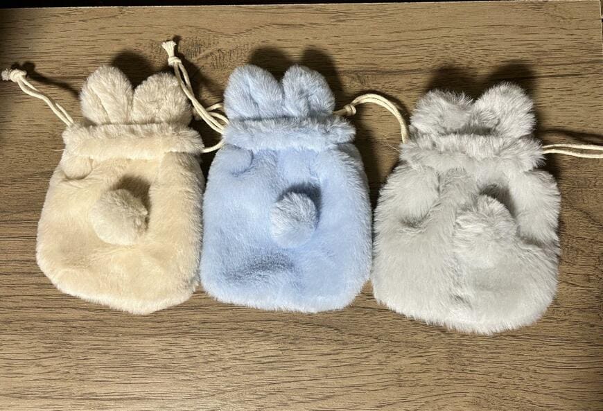 セリア、ラビット巾着袋 巾着ポーチ ナチュラルカラー