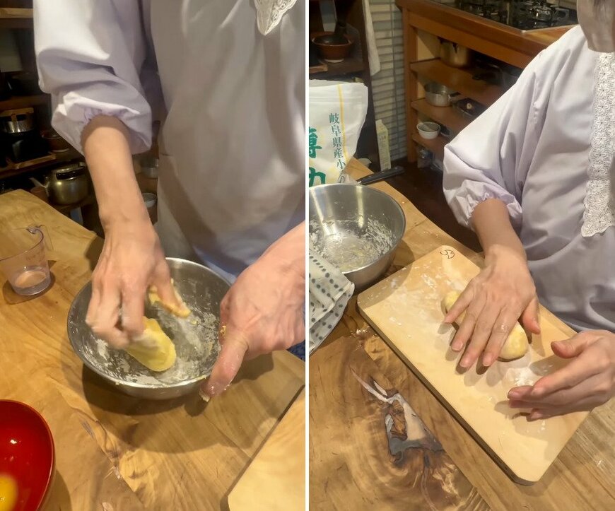小麦粉・卵・水をこねて作った生地
