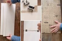 【100均DIY】セリアの木材や蝶番、L字金具、包装紙を使ってナチュラルで可愛い〈クリスマスツリー型ラック〉を作る！