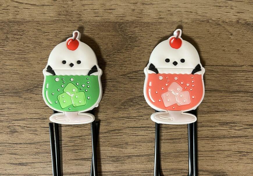 筆者撮影(キャンドゥ、ビッグクリップ2P ソーダの中にシマエナガ)