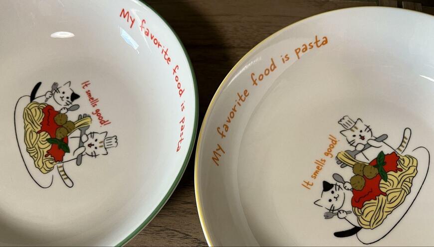 筆者撮影（セリア、パスタ皿 ヤミーパスタ）