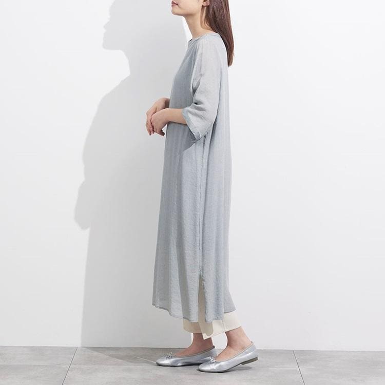 シアー楊柳サックワンピース