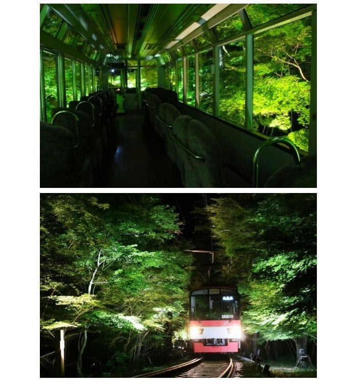 出所：叡山電鉄株式会社「〜 もみじのトンネルを抜けて清涼感たっぷりの貴船・鞍馬へ 〜『青もみじ新緑の徐行運転』を実施します」
