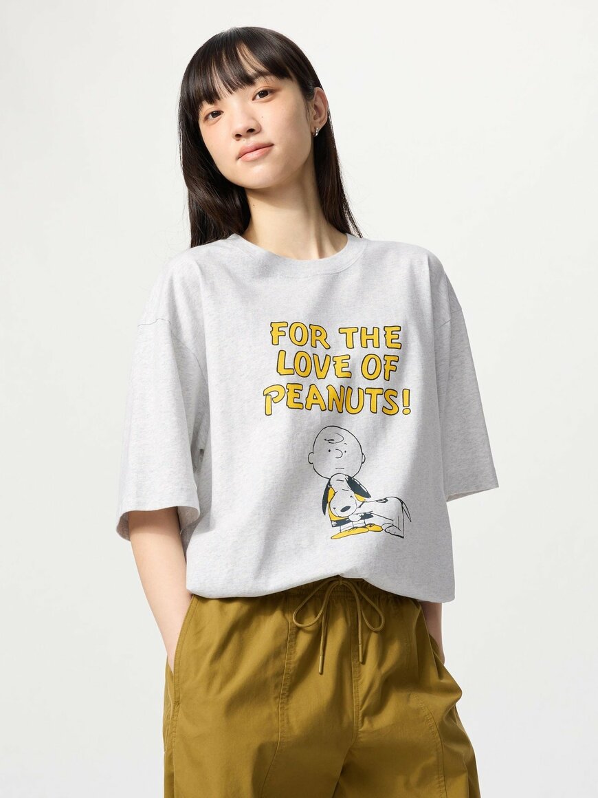 ユニクロ ピーナッツ UT/オーバーサイズフィット(グレー)