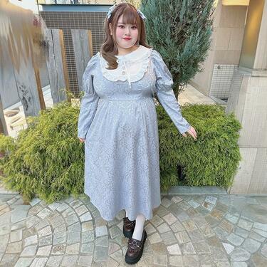 しまむら ENVYM らむちゃん レース切替ワンピース 大きいサイズ 着痩せ 