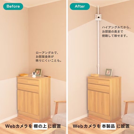 室内の見守りカメラやWeb会議用のカメラの設置にも重宝しそう