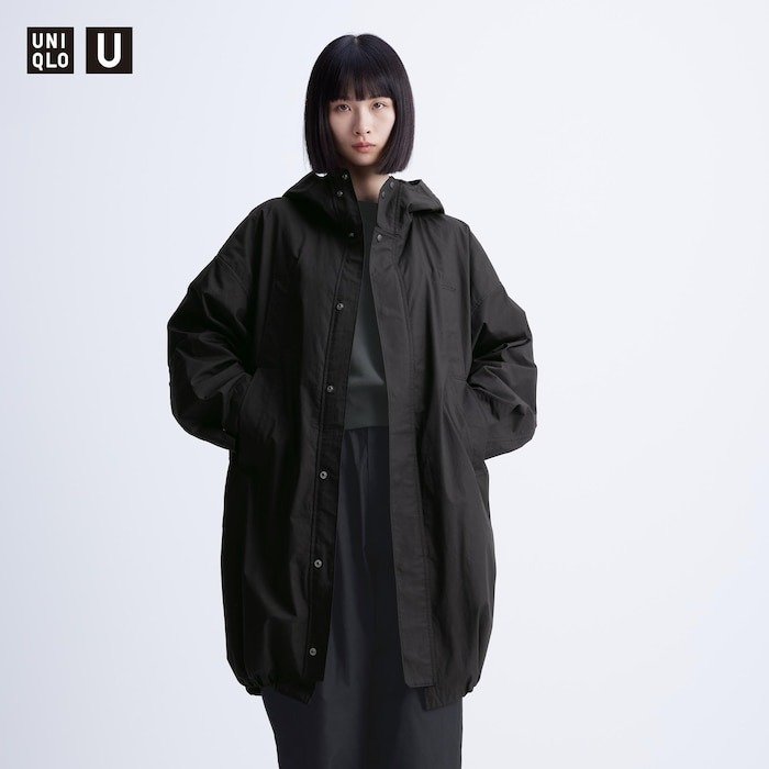 ユニクロ、ユーティリティフーデッドコート商品着用例画像