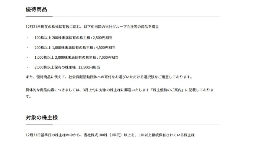 出所：日本たばこ産業株式会社「株主優待」