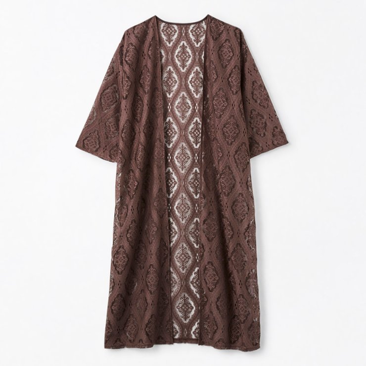 出所：しまむら　レディース　カットレースカーディガン（HINA）