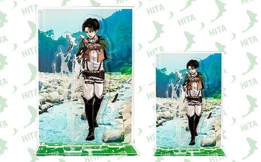 出所：ふるさとチョイス Ｂ－９４ 日田景色アクリルスタンド (大) (小) 各1枚セット リヴァイ×鮎