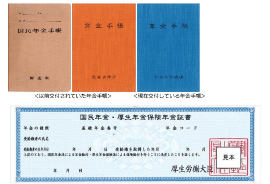 年金手帳、年金証書または基礎年金番号通知書