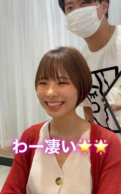 丸みのあるショートボブに変わった仕上がり