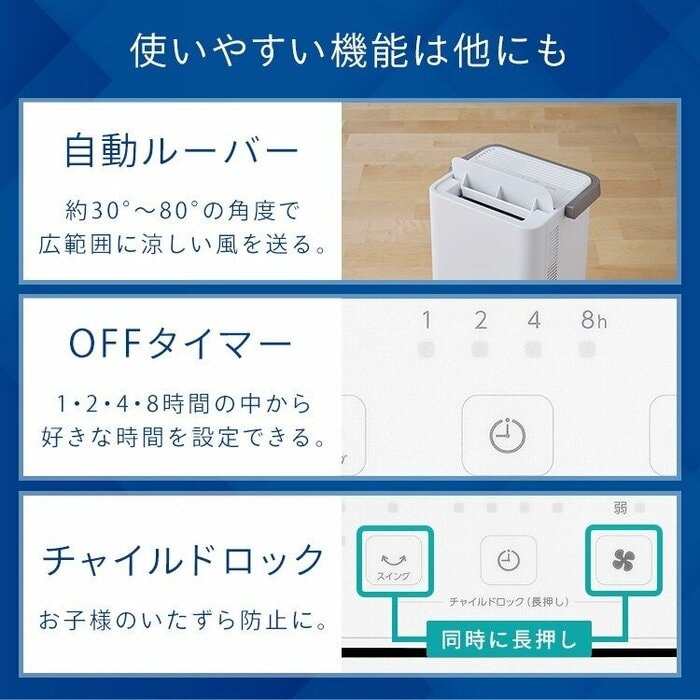 風の向きを調整するルーバーは自動でスイングします