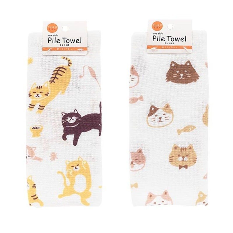 出所：キャンドゥ公式　片面パイル　フェイスタオル　ネコ