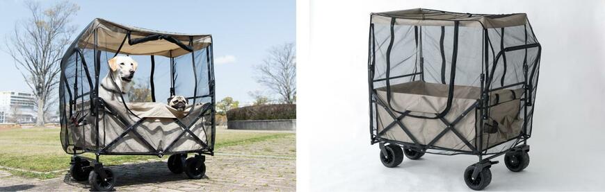 出所：タンスのゲン「大型犬も余裕!?超大容量の“ペットカートワゴン”発売 多頭飼いの方もこれ1台でみんな一緒にお出かけ!」