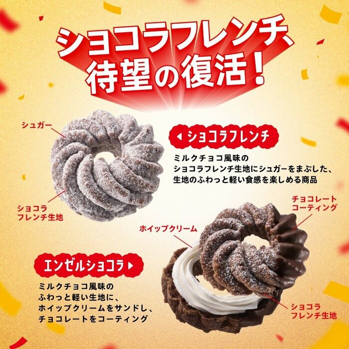 ミルクチョコ風味のショコラフレンチ生地にシュガーをまぶしたシンプルなドーナツ