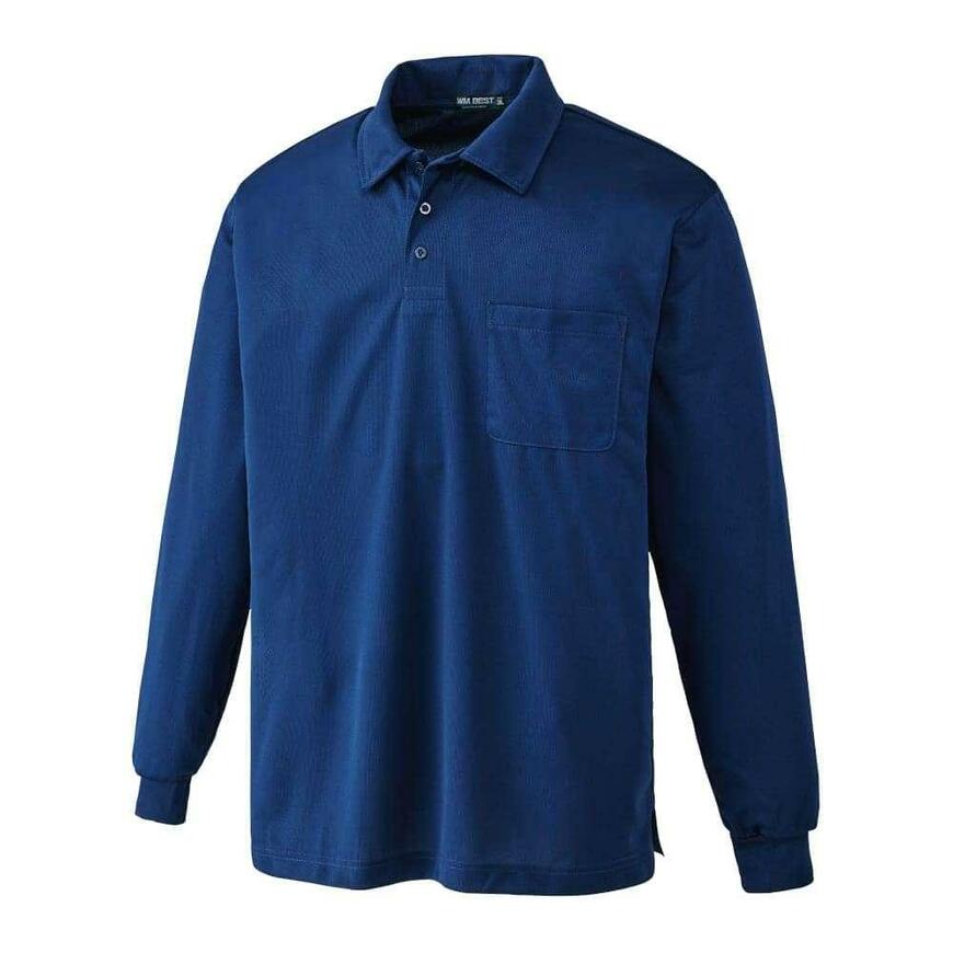 クイック&ドライポケット付き長袖ポロシャツ