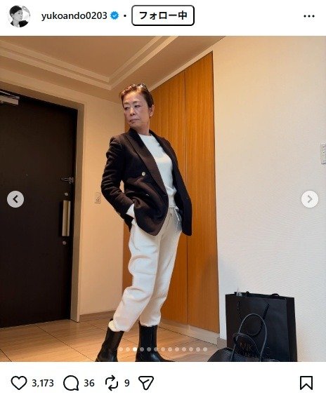 出所：安藤優子のInstagram（＠yukoando0203） 参照日：2026年1月20日