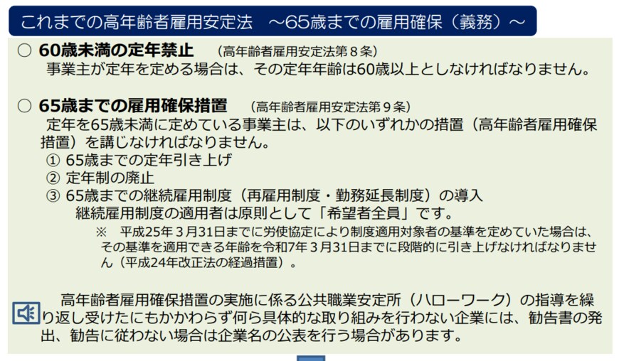 出所：厚生労働省「高年齢者雇用安定法 改正の概要」