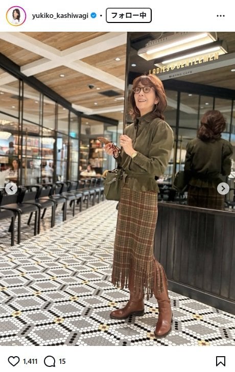 出所：柏木由紀子のInstagram（＠yukiko_kashiwagi）　参照日：2025年12月4日