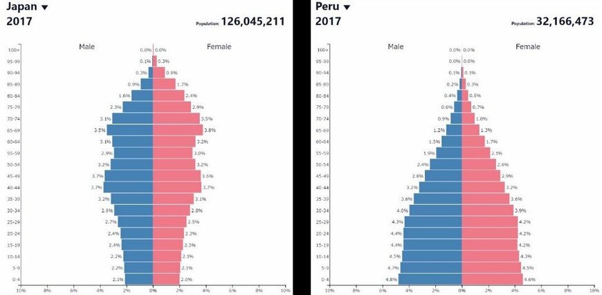 出典：Population Pyramids of the World from 1950 to 2100