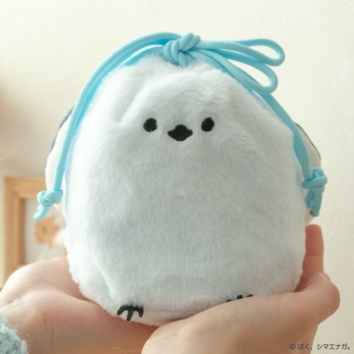 ぼく、シマエナガ。もふもふ巾着袋