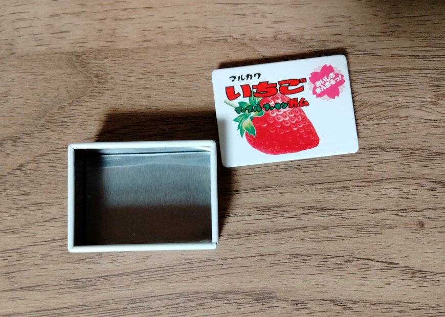 筆者撮影（キャンドゥ、缶ケース マーブルガム）