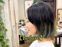 「マンネリ化の打破」をオーダーしたミニボブの女性……笑顔輝く仕上がりのショートヘアに見入ってしまう