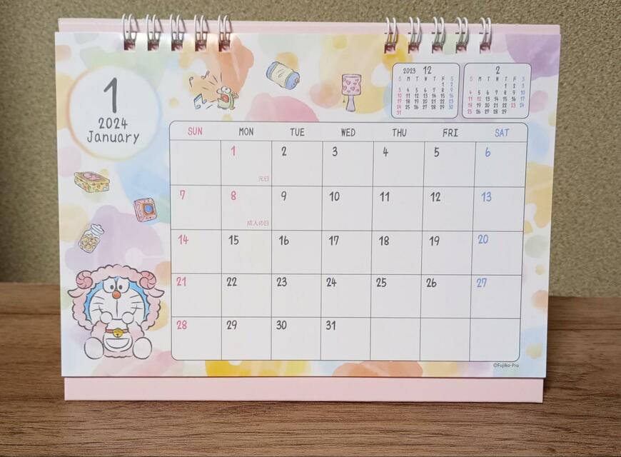 出所：筆者撮影（ダイソー、卓上カレンダー（I'm Doraemon））
