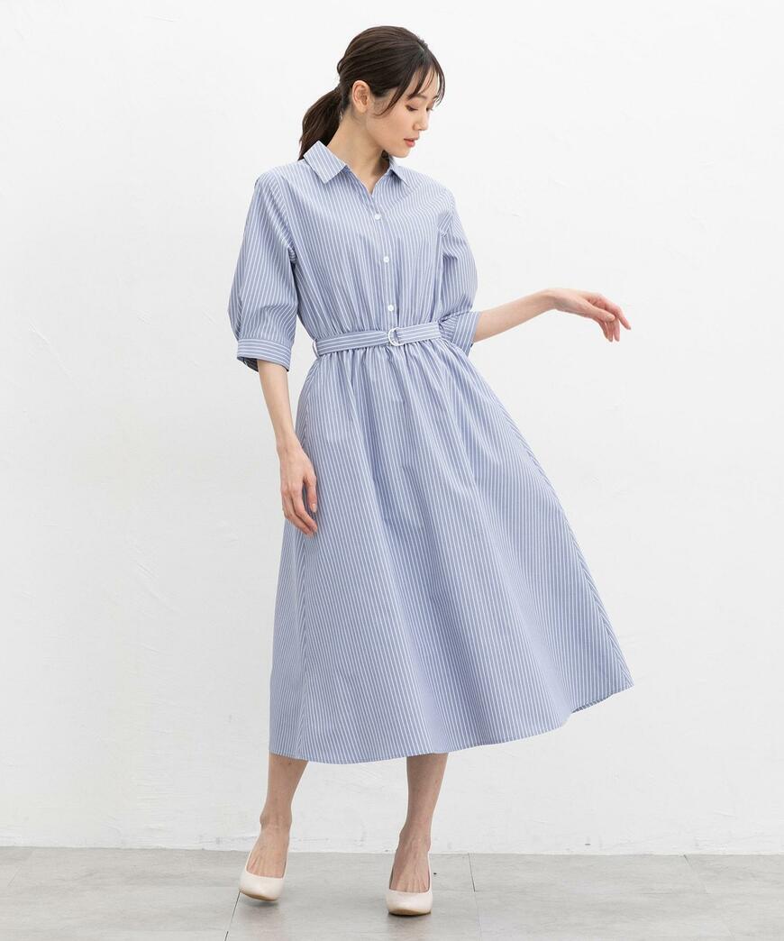 出所：ハニーズ公式オンラインストア 6分袖シャツワンピース