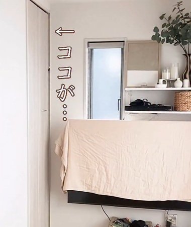 建売住宅の〈テレビ横クローゼット〉を2児ママが…折れ戸をカーテンに替えるだけで〈出し入れしやすいおもちゃ収納〉に大変身！「真似したいです！」と話題