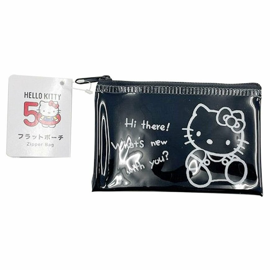 ワッツ公式 【OUTLET】キティ　フラットポーチS　80’S　黒