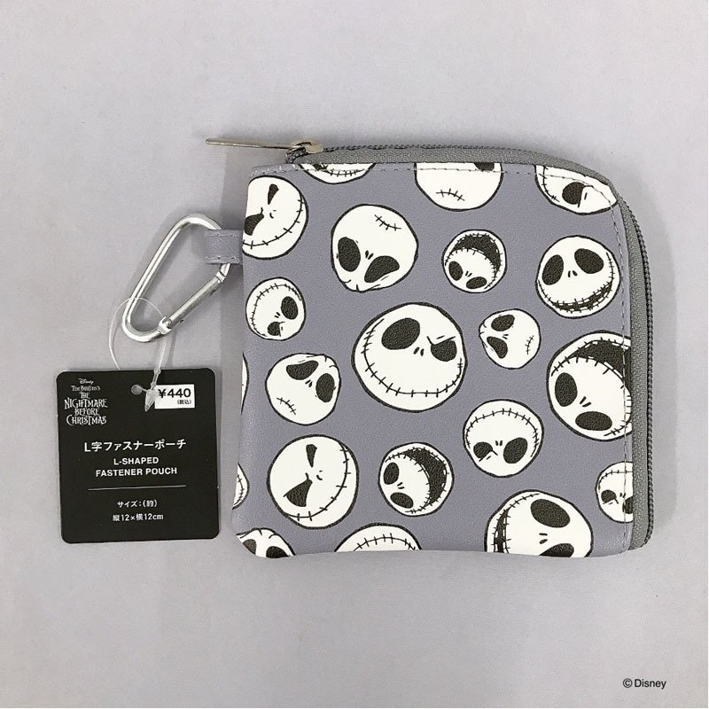 キャンドゥ公式　ディズニー／L字ファスナーポーチ　ナイトメアー・ビフォア・クリスマス