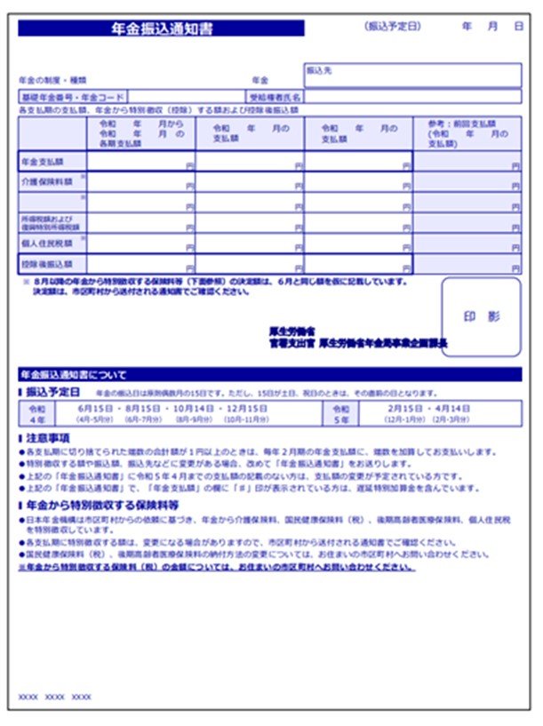 出所：日本年金機構「年金振込通知書」