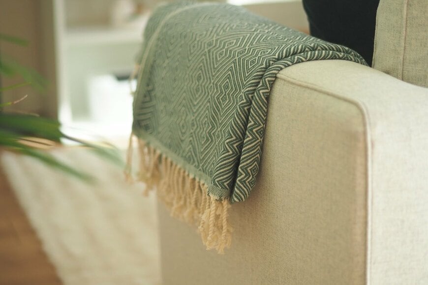 しまむらで購入した「ツタンカーメン柄」のブランケットに包まる飼い主　「困惑する飼い猫」の様子に思わず二度見