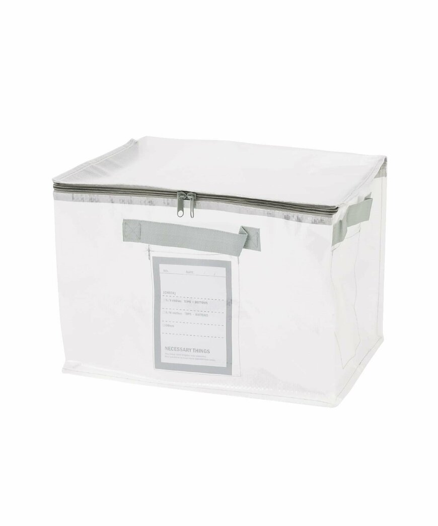 3COINS公式 フタ付きクリアワイドボックス/クリア収納シリーズ