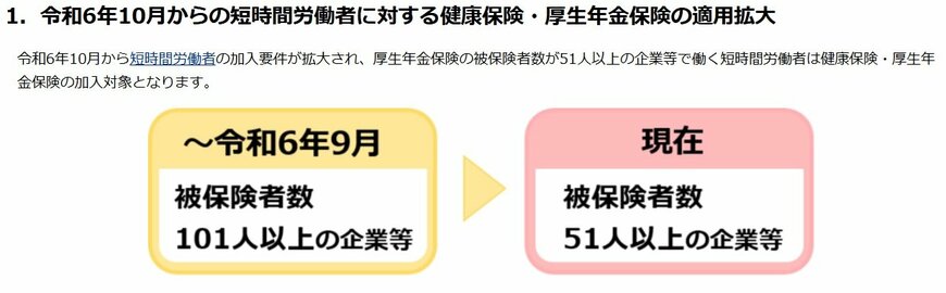 出所：日本年金機構「短時間労働者に対する健康保険・厚生年金保険の適用拡大のご案内」