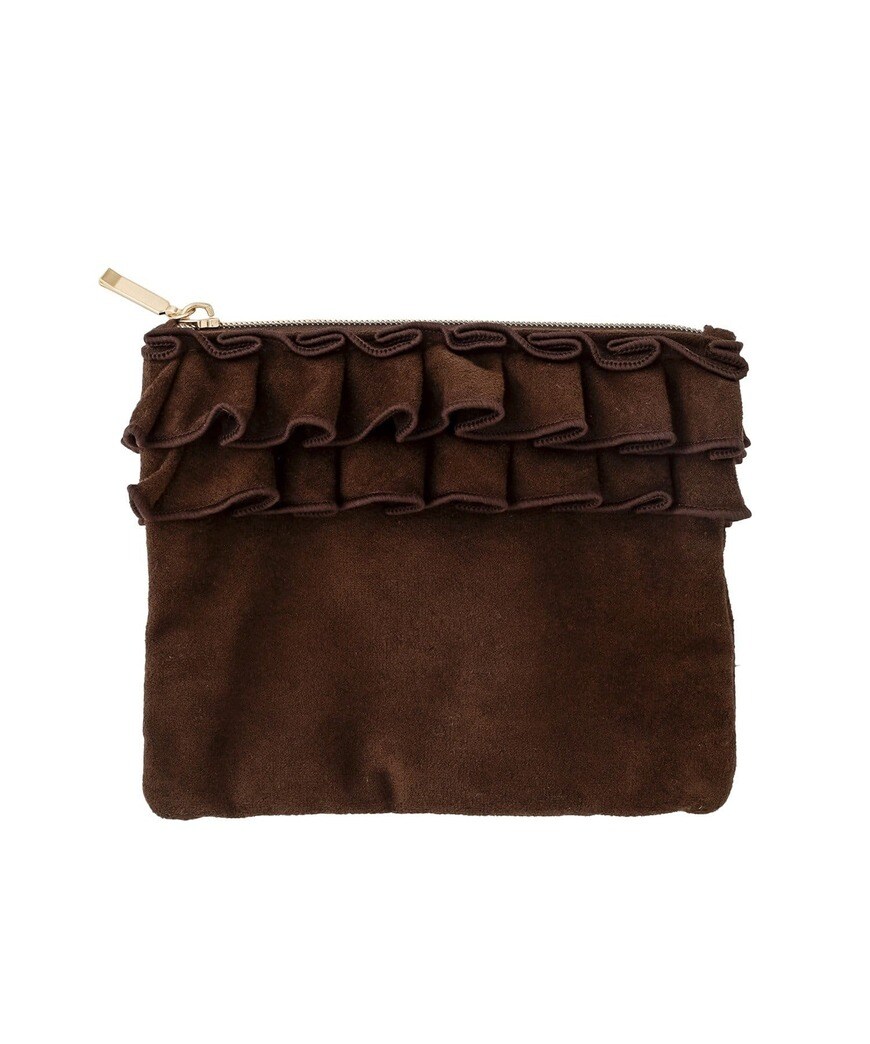 スエード調フリルミニポーチ